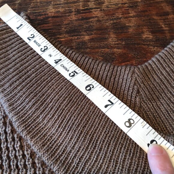 Zenana Brown V Neck Balloon Sleeved Sweater SzS - Picture 8 of 8